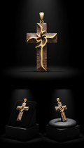 Bronzed umber shadow cross pendant