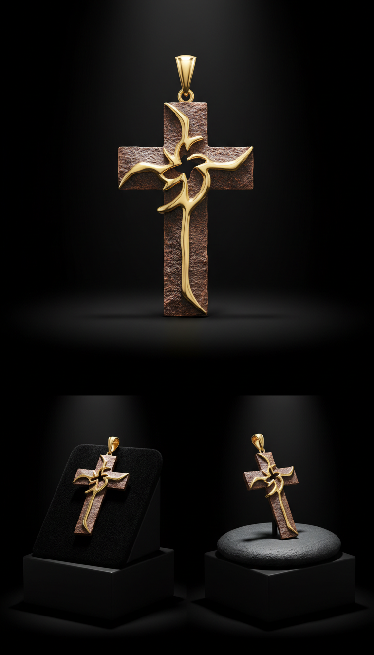 Bronzed umber shadow cross pendant