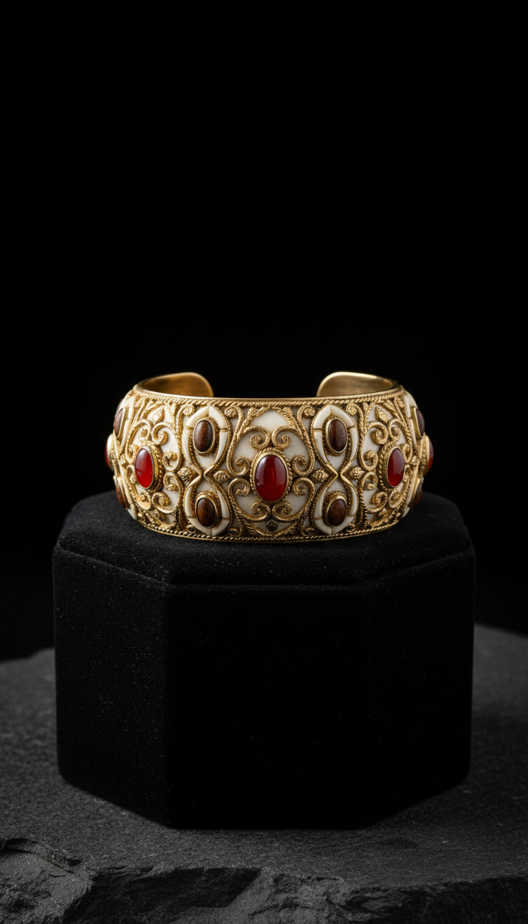 Ivory glow ornate cuff bracelet
